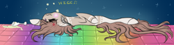 Size: 2848x749 | Tagged: safe, artist:beamybutt, oc, oc only, pony, drunk, ear fluff, female, lying down, on back, simple background, sleeping, solo, transparent background