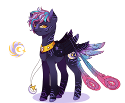 Size: 1280x1051 | Tagged: safe, artist:brot-art, oc, oc only, pony, female, magical lesbian spawn, mare, offspring, parent:princess amore, parent:princess luna, peytral, simple background, solo, transparent background, wings