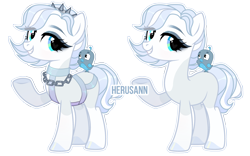 Size: 3500x2189 | Tagged: safe, artist:herusann, oc, oc only, bird, earth pony, pony, base used, chains, duo, earth pony oc, eyelashes, female, grin, harness, heart eyes, high res, jewelry, mare, raised hoof, simple background, smiling, tack, tiara, transparent background, wingding eyes