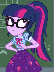 Size: 507x674 | Tagged: safe, screencap, sci-twi, twilight sparkle, equestria girls, equestria girls series, g4, holidays unwrapped, the cider louse fools, spoiler:eqg series (season 2), cropped, female, geode of telekinesis, magical geodes, solo