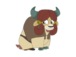 Size: 1024x768 | Tagged: safe, artist:chanyhuman, yona, yak, g4, clothes, cloven hooves, cosplay, costume, crossover, crossplay, dreamworks, female, monkey swings, shrek, shrek (character), simple background, sitting, smiling, solo, transparent background, vector
