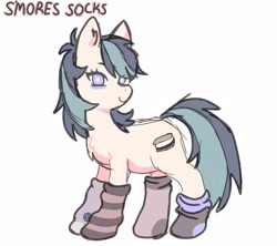Size: 3173x2822 | Tagged: safe, artist:camperchan, oc, oc only, oc:smores socks, earth pony, pony, clothes, earth pony oc, female, fluffy, high res, looking at you, mare, messy mane, simple background, sketch, smiling, smiling at you, socks, solo, striped socks
