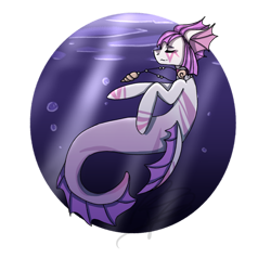 Size: 1024x1024 | Tagged: safe, artist:ponypuffy, oc, oc only, hybrid, merpony, seapony (g4), bubble, crepuscular rays, eyes closed, female, fish tail, jewelry, necklace, ocean, purple mane, simple background, smiling, solo, sunlight, swimming, tail, transparent background, underwater, water