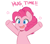 Size: 644x567 | Tagged: safe, artist:higglytownhero, pinkie pie, earth pony, pony, g4, blushing, cute, dialogue, diapinkes, female, happy, hug, hug time, incoming hug, mare, open mouth, simple background, solo, stars, surprise hug, text, white background