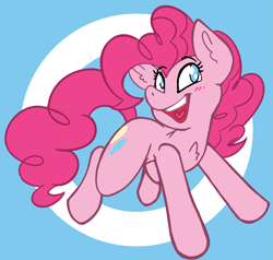 Size: 1661x1583 | Tagged: safe, artist:mc_arts, pinkie pie, earth pony, pony, g4, chest fluff, female, happy, heart tongue, open mouth, open smile, simple background, smiling, solo