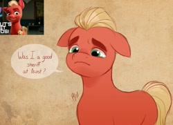 Size: 2048x1480 | Tagged: safe, artist:haruh_ink, screencap, sprout cloverleaf, earth pony, pony, g5, my little pony: a new generation, crying, dialogue, floppy ears, male, sad, solo, stallion, teary eyes