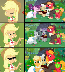 Size: 1808x2008 | Tagged: safe, artist:dawkinsdalmatian, edit, edited screencap, screencap, applejack, big macintosh, marble pie, maud pie, mayor mare, sugar belle, earth pony, pony, equestria girls, equestria girls specials, g4, my little pony equestria girls: better together, my little pony equestria girls: holidays unwrapped, the big mac question, the cider louse fools, applecest, clothes swap, deal with it, female, hotline bling, incest, male, mare, maud pie is amused, meme, ship:applemac, ship:marblemac, ship:sugarmac, shipping, stallion, straight, sunglasses, swag glasses, unshorn fetlocks