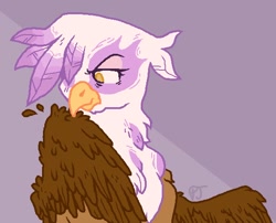 Size: 578x468 | Tagged: safe, artist:uppypups, gilda, griffon, g4, behaving like a bird, bust, cute, female, gildadorable, griffons doing bird things, grooming, preening, simple background, solo, wings