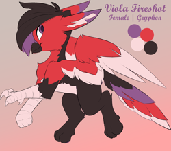 Size: 2366x2078 | Tagged: safe, artist:beardie, oc, oc:viola fireshot, griffon, female, griffon oc, high res, reference, reference sheet