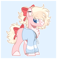 Size: 1594x1644 | Tagged: safe, artist:krypticquartz, oc, oc only, earth pony, pony, bow, clothes, hair bow, hoodie, male, solo, stallion, tail, tail bow