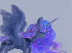 Size: 1208x896 | Tagged: safe, artist:laurasrxfgcc, princess luna, alicorn, pony, g4, female, simple background, sleeping, solo, spread wings, wings