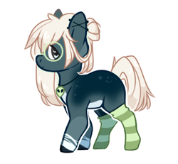 Size: 400x370 | Tagged: safe, artist:pierunie, oc, oc only, earth pony, pony, base used, coat markings, ear piercing, glasses, jewelry, necklace, piercing, simple background, socks (coat markings), solo, white background