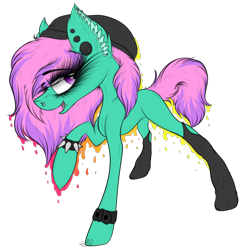 Size: 2062x2101 | Tagged: safe, artist:beamybutt, oc, oc only, earth pony, pony, beanie, clothes, ear fluff, earth pony oc, eyelashes, female, hat, high res, mare, simple background, socks, solo, spiked wristband, transparent background, watch, wristband