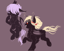 Size: 4207x3401 | Tagged: safe, artist:schokocream, oc, oc only, oc:enotera, oc:levkoy, bat pony, pony, bat pony oc, bat wings, flying, laughing, raised hoof, siblings, smiling, twins, wings