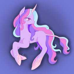Size: 1000x1000 | Tagged: safe, artist:ganichan, oc, oc only, pony, unicorn, curved horn, female, horn, leonine tail, solo, tail