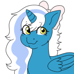 Size: 350x350 | Tagged: safe, artist:cute-little-star97, oc, oc:fleurbelle, alicorn, pony, adorabelle, alicorn oc, animated, bow, cute, female, gif, hair bow, happy, horn, mare, ocbetes, simple background, transparent background, wingding eyes, wings, yellow eyes
