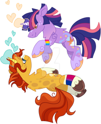 Size: 1280x1572 | Tagged: safe, artist:rohans-ponies, sunburst, twilight sparkle, pony, g4, bisexual pride flag, deviantart watermark, dusk shine, duskburst, gay, half r63 shipping, magic, male, obtrusive watermark, pansexual pride flag, pride, pride flag, rule 63, ship:twiburst, shipping, simple background, transparent background, watermark