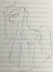 Size: 1378x1851 | Tagged: safe, artist:metaruscarlet, pinkie pie, earth pony, pony, g4, alternate hairstyle, female, lined paper, mare, pinkamena diane pie, raised hoof, sketch, solo, traditional art