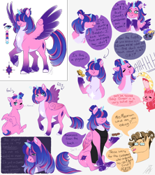 Size: 4000x4500 | Tagged: safe, artist:theartfox2468, oc, oc:estella sparkle, oc:lightning bolt spectrum, oc:rocky road, oc:valentine, alicorn, butterfly, earth pony, pony, snake, apron, baby, baby pony, clothes, crystal horn, eating, facial hair, female, filly, glasses, goatee, hair over eyes, horn, is this a pigeon, leonine tail, mare, meme, next generation, offspring, pale belly, parent:big macintosh, parent:cheese sandwich, parent:flash sentry, parent:fluttershy, parent:pinkie pie, parent:rainbow dash, parent:soarin', parent:twilight sparkle, parents:cheesepie, parents:flashlight, parents:fluttermac, parents:soarindash, simple background, starry eyes, tail, white background, wingding eyes