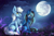 Size: 3458x2287 | Tagged: safe, artist:das_leben, oc, oc:moonshine, oc:tracker, earth pony, pegasus, pony, admiring, blushing, cloud, cloudy, cute, duo, female, field, full moon, high res, male, moon, scenery