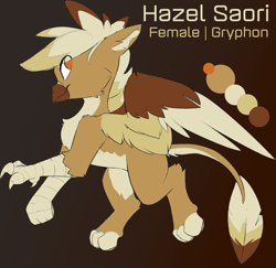 Size: 2306x2237 | Tagged: safe, artist:beardie, oc, oc only, oc:hazel saori, griffon, adopted, female, griffon oc, high res, reference, reference sheet, solo