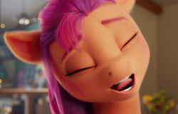 Size: 1260x804 | Tagged: safe, screencap, sunny starscout, earth pony, pony, g5, my little pony: a new generation, spoiler:my little pony: a new generation, cropped, eyes closed, female, mare, open mouth, solo