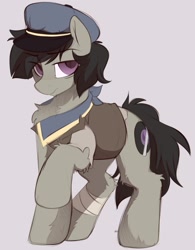 Size: 1250x1600 | Tagged: safe, artist:crimmharmony, oc, oc only, oc:octave slav, earth pony, pony, gray background, male, simple background, solo