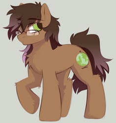 Size: 1640x1739 | Tagged: safe, artist:crimmharmony, oc, oc only, oc:be sharp, earth pony, pony, glasses, gray background, male, simple background, solo