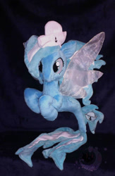 Size: 721x1108 | Tagged: safe, artist:legadema, oc, oc only, oc:sea sailor, pegasus, pony, seapony (g4), blue, dorsal fin, female, fin wings, fins, fish tail, green eyes, irl, mare, pegasus oc, photo, plushie, race swap, seaponified, signature, solo, species swap, tail, wings