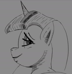 Size: 1550x1580 | Tagged: safe, artist:bobblygobbly, twilight sparkle, g4, bedroom eyes, female, looking at you, monochrome, smiling, smiling at you
