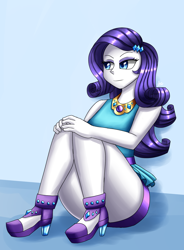 Size: 1400x1900 | Tagged: safe, artist:zachc, rarity, equestria girls, g4, clothes, dress, female, high heels, looking away, rarity peplum dress, schrödinger's pantsu, shoes, solo, strategically covered