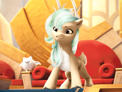 Size: 1067x804 | Tagged: safe, alternate version, artist:mira.veike, edit, edited screencap, screencap, cloudpuff, oc, oc:karolin, deer, reindeer, g5, my little pony: a new generation, angry, female