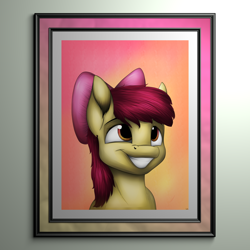 Size: 4500x4500 | Tagged: safe, artist:lupiarts, apple bloom, earth pony, pony, g4, bust, female, filly, grin, portrait, smiling, solo