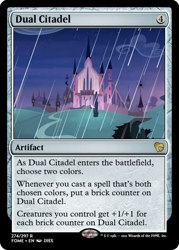 Size: 375x523 | Tagged: safe, edit, g4, shadow play, castle, castle of the royal pony sisters, ccg, magic the gathering, rain, trading card, trading card edit