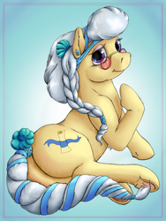 Size: 4999x6649 | Tagged: safe, artist:ratwhiskers, mayor mare, earth pony, pony, g4, alternate hairstyle, braid, butt, female, frog (hoof), glasses, plot, solo, underhoof