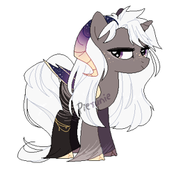 Size: 401x391 | Tagged: safe, artist:pierunie, oc, oc only, hybrid, pony, base used, horns, simple background, solo, transparent background