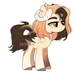 Size: 401x391 | Tagged: safe, artist:pierunie, oc, oc only, pony, base used, colored wings, female, horns, simple background, solo, transparent background, two toned wings, wings