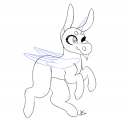 Size: 1963x1963 | Tagged: safe, artist:shinyantlers, oc, oc only, alicorn, pony, alicorn oc, base, horn, lineart, signature, simple background, solo, white background, wings