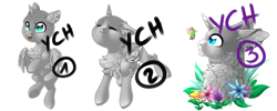 Size: 5669x2267 | Tagged: safe, artist:schokocream, oc, oc only, alicorn, pony, alicorn oc, chest fluff, commission, eyes closed, flower, horn, simple background, smiling, white background, wings, your character here