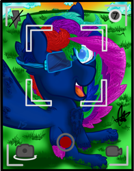 Size: 1308x1668 | Tagged: safe, artist:aldairsparkle, oc, oc only, oc:aldair sparkle, pegasus, pony, camera, digital art, glasses, happy, looking at you, male, one eye closed, open mouth, open smile, selfie, smiling, solo, wink, winking at you