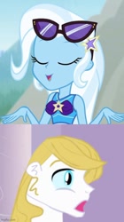 Size: 500x890 | Tagged: safe, edit, edited screencap, screencap, prince blueblood, trixie, equestria girls, equestria girls specials, g4, my little pony equestria girls: better together, my little pony equestria girls: forgotten friendship, clothes, female, male, ship:bluetrix, shipping, shipping domino, straight, surprised blueblood, swimsuit