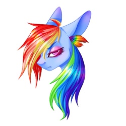 Size: 661x661 | Tagged: safe, artist:luciferreaps, rainbow dash, pony, g4, bust, female, makeup, simple background, solo, white background