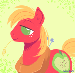 Size: 1070x1040 | Tagged: safe, artist:podushkinz, big macintosh, earth pony, pony, g4, hay stalk, male, no pupils, solo, stallion