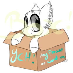 Size: 1356x1363 | Tagged: safe, artist:beamybutt, oc, oc only, pony, box, bust, commission, ear fluff, pony in a box, smiling, solo, your character here