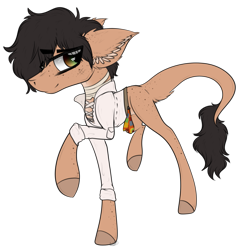 Size: 2245x2341 | Tagged: safe, artist:beamybutt, oc, oc only, earth pony, pony, clothes, colored hooves, ear fluff, earth pony oc, high res, male, raised hoof, smiling, stallion