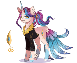 Size: 1280x1051 | Tagged: safe, artist:brot-art, oc, oc only, alicorn, pony, alicorn oc, butt wings, clothes, ear fluff, feathered fetlocks, hoof polish, horn, male, simple background, smiling, solo, stallion, transparent background, wings