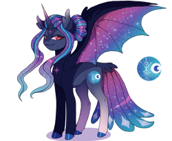 Size: 1280x1051 | Tagged: safe, artist:brot-art, oc, oc only, alicorn, bat pony, bat pony alicorn, pony, bat wings, butt wings, clothes, female, hoof polish, horn, simple background, smiling, solo, starry wings, transparent background, wings