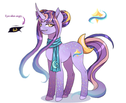 Size: 1280x1051 | Tagged: safe, artist:brot-art, oc, oc only, pony, unicorn, black sclera, clothes, curved horn, female, hoof polish, horn, scarf, simple background, smiling, solo, transparent background, unicorn oc