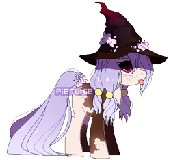 Size: 470x440 | Tagged: safe, artist:pierunie, oc, oc only, earth pony, pony, :p, base used, female, hat, simple background, solo, tongue out, transparent background, witch hat