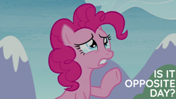 Size: 1920x1080 | Tagged: safe, edit, edited screencap, editor:quoterific, screencap, pinkie pie, earth pony, pony, g4, season 8, the maud couple, crying, female, mare, opposite day, sad, solo